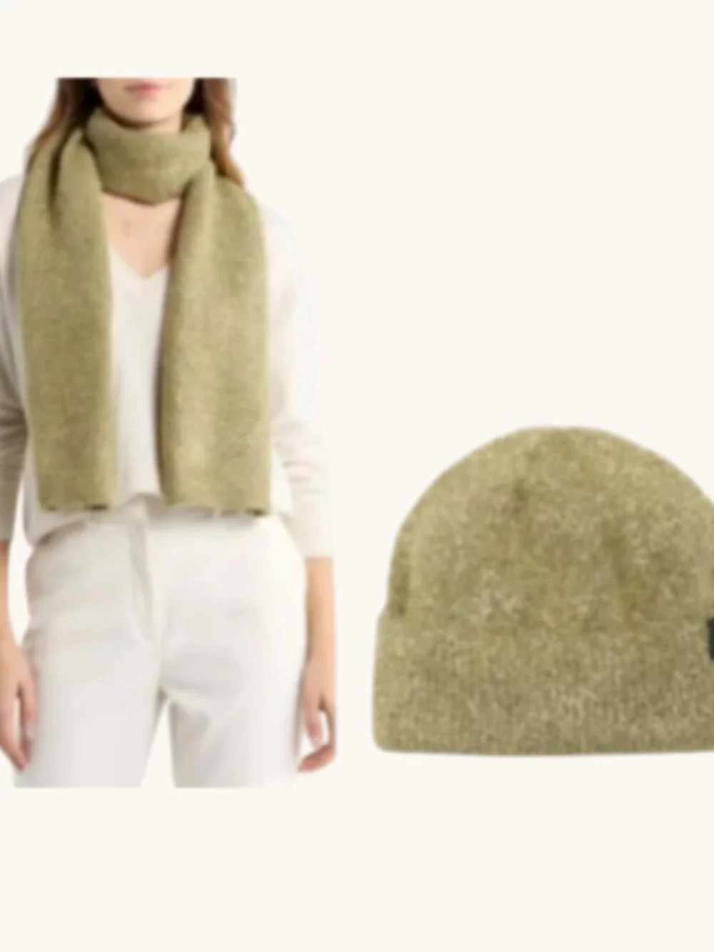 AllSaints Metallic Faux Fur Scarf & Metallic Eyelash Knit Beanie Set Oz NWT